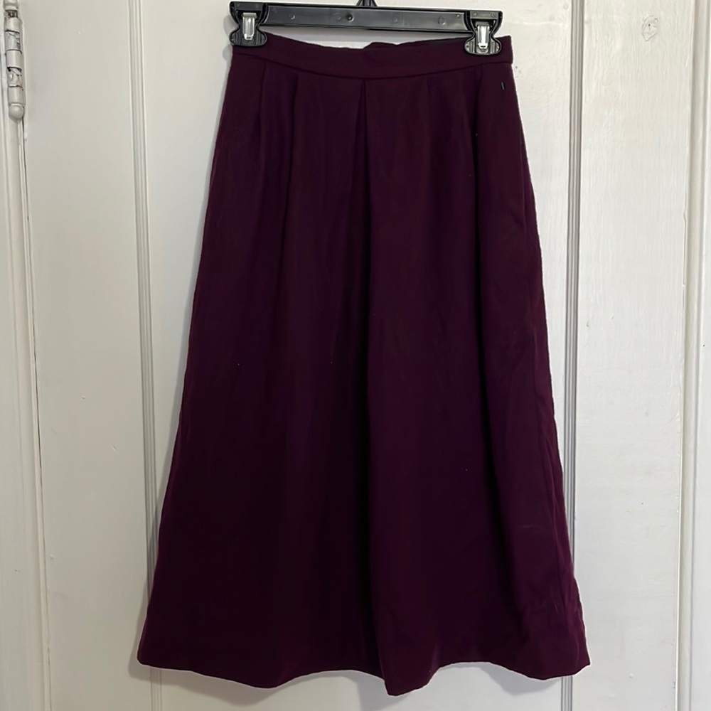 Vintage 100% wool eggplant midi skirt